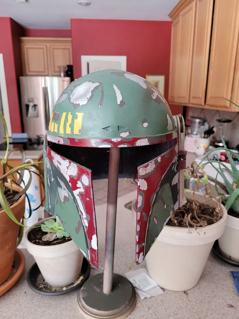 Finished Boba Fett helmet, front view